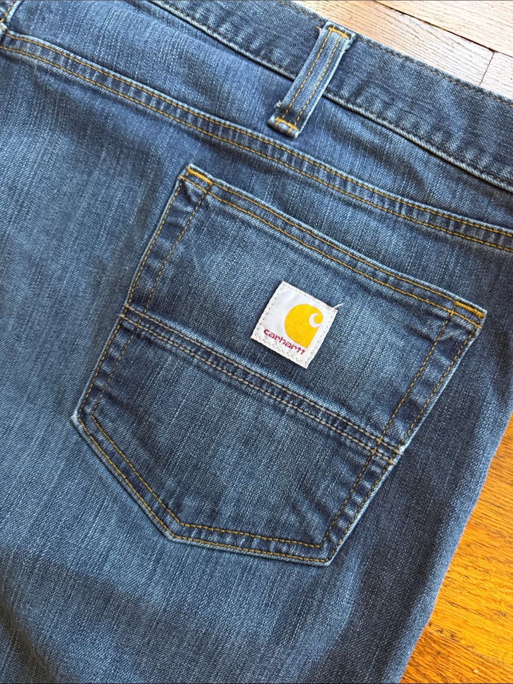 Carhartt Men's Dark Blue Bootcut Work Jeans